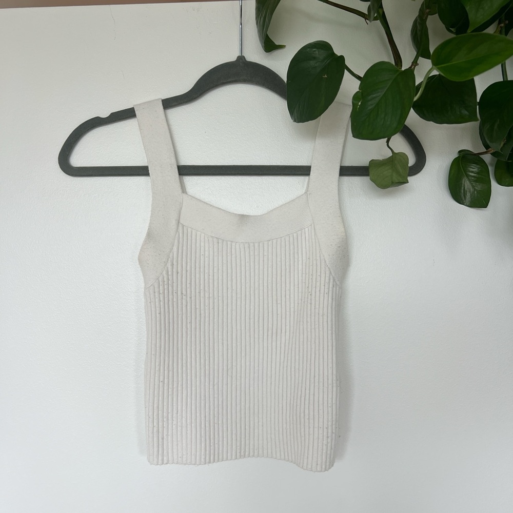 Abercrombie & Fitch Cream Ribbed Tank Top